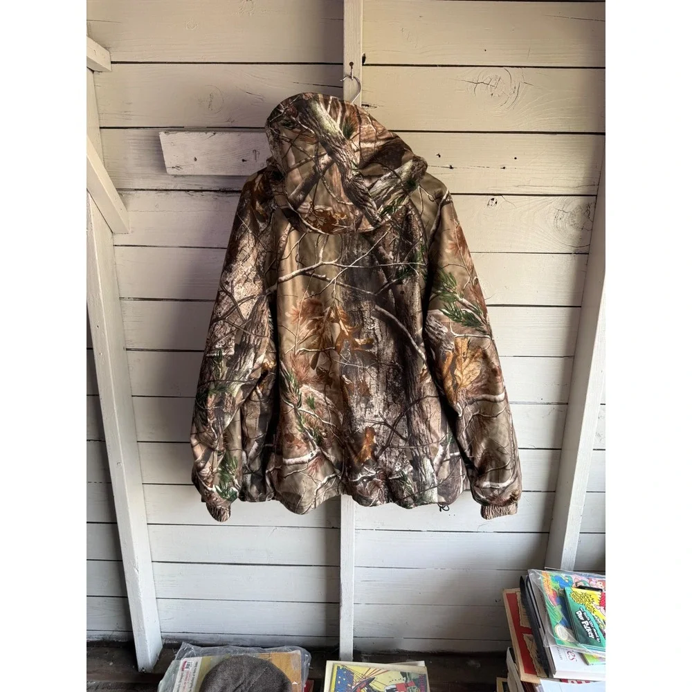 Remington Mens Realtree Camo Hunting Jacket Quilted Lined Hooded Brown 3X